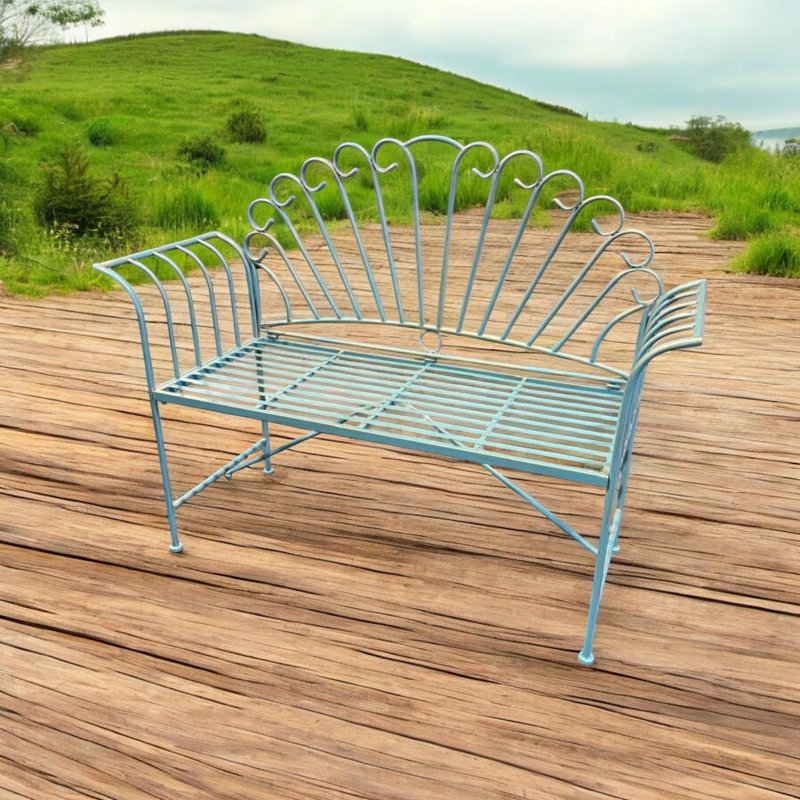 Durable Blue Metal Garden Bench – Outdoor Patio Seating, Stylish Garden Furniture for Comfort, Elegance & Relaxation