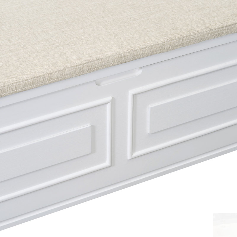Banc de rangement multifonctionnel en bois massif avec charnière de sécurité, Blanc