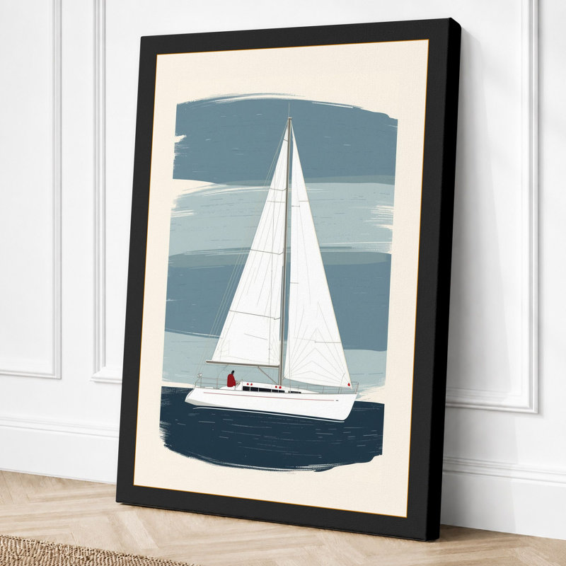 Sailing at Dawn Mid-Century - Wrapped Canvas, 30x20 - 76.2 x 50.8 cm, Black Border