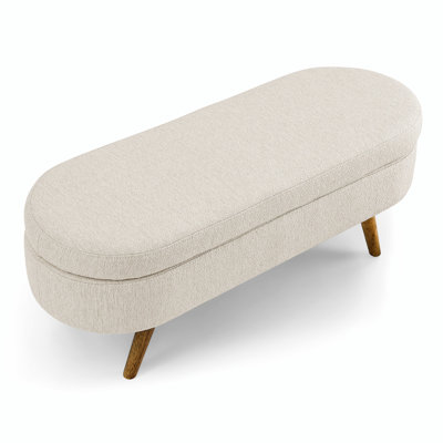 Ottoman Oval Storage Bench with Rubber Wood Legs