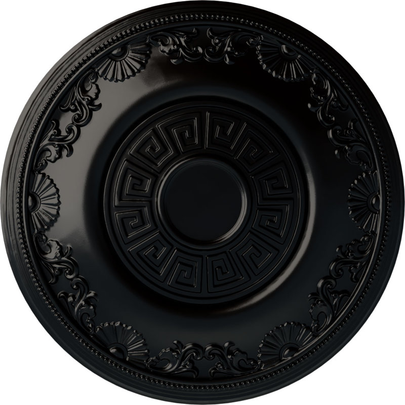 Endurathane Nestor Ceiling Medallion, 25 7/8"OD x 2 1/4"P (Fits Canopies up to 5"), Hand-Painted Jet Black Finish, Jet Black