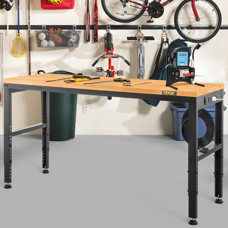 Établi avec plan de travail en bois à hauteur réglable de 61 po
