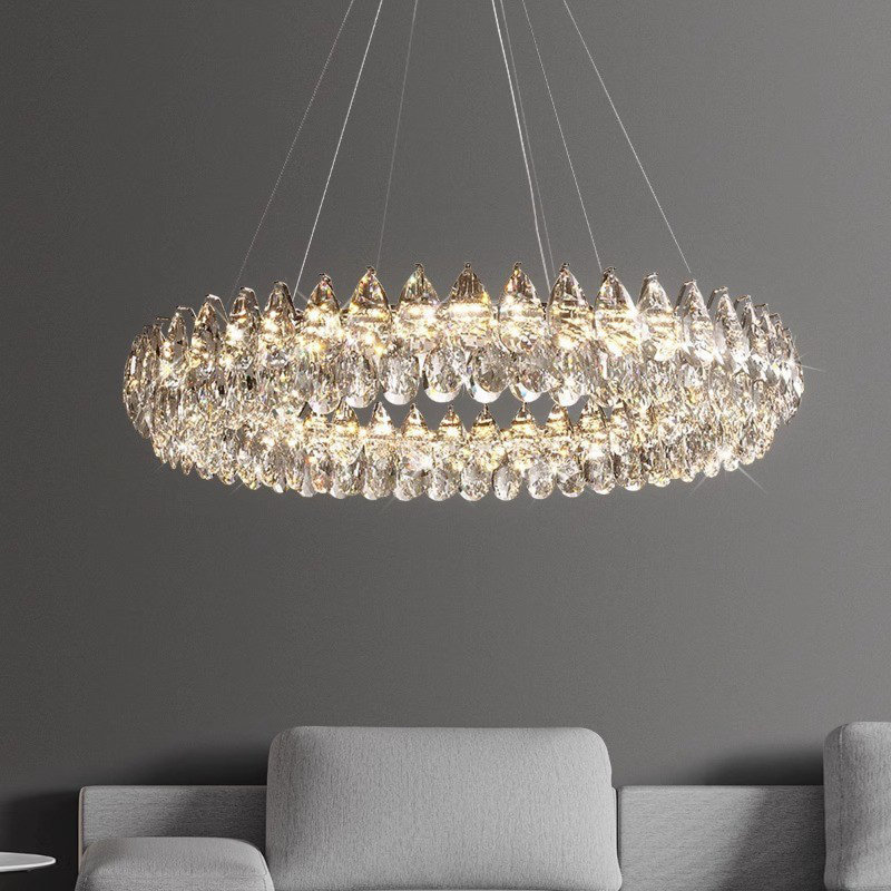 Lustre en cristal de luxe moderne avec ensemble de lumières DEL