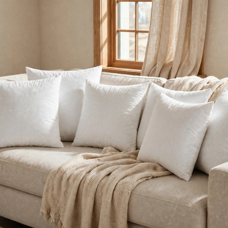 Insert de coussin décoratif décoratif en duvet de plumes avec housse en coton (ensemble de 2), H 18 po x l 18 po, 2