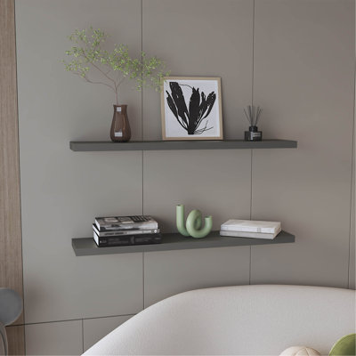 Ecco 47" Wide  Floating Shelves Set Of 2, Shelves For Wall Decor For Bedroom, Bathroom Storage Shelves, Book Shelves For Living Room Matt Gray