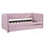 Lit de jour capitonné et capitonné, canapé-lit en velours avec motif de rivets, sans sommier tapissier, rose
