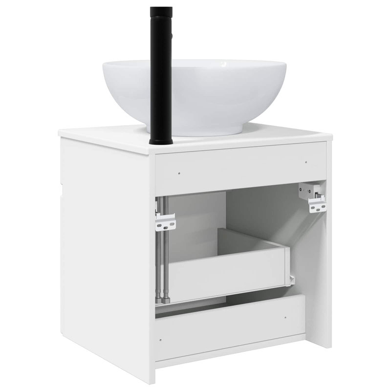 Single Bathroom Vanity with Ceramic Basin, White