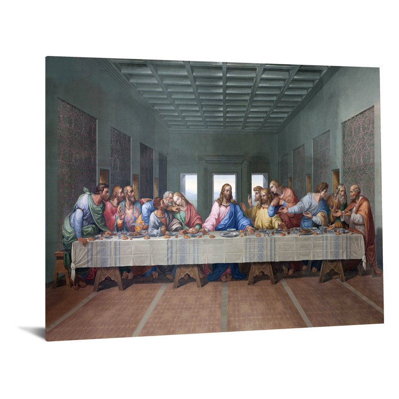Art mural en verre trempé sans cadre de la Cène - 40 po x 60 po