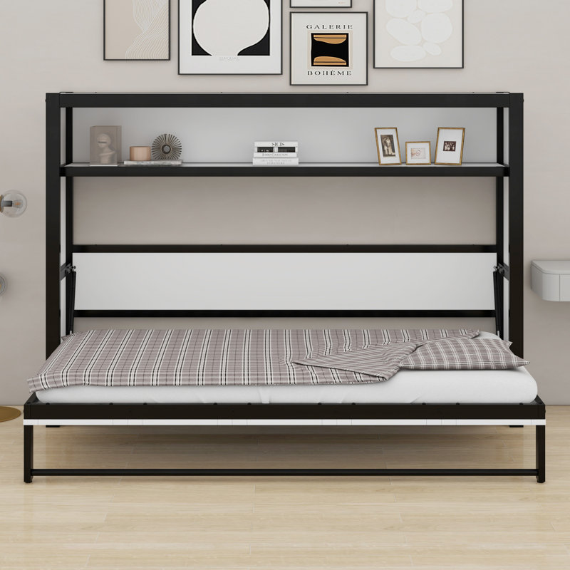 Lit escamotable avec tablettes Murphy, Blanc