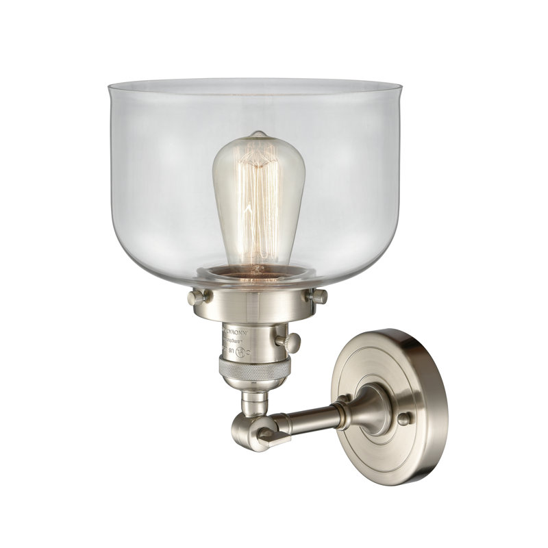 Bell - 1 Light 8" Sconce, 3.5 Watt Vintage LED Bulb, Clear, Brushed Satin Nickel