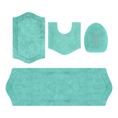 Ensemble de tapis de bain Waterford 4 pièces 100 % coton avec housse de protection et envers en latex pulvérisé