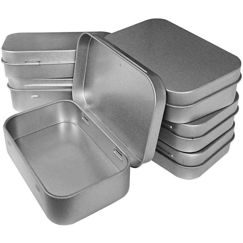 6 Pcs Metal Hinged Tin Box Container Mini Portable Small Storage Container Kit
