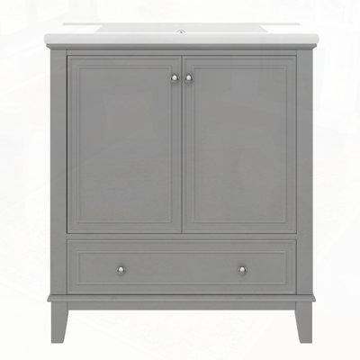 Armoire de salle de bain multifonctionnelle avec portes et tiroir