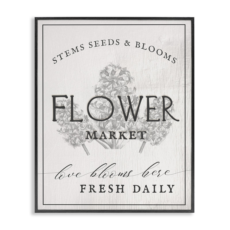 Flower Blooms Market Grey Framed Giclee Art by Ziwei Li, Giclée encadrée noir minuit, H 14 po x l 11 po