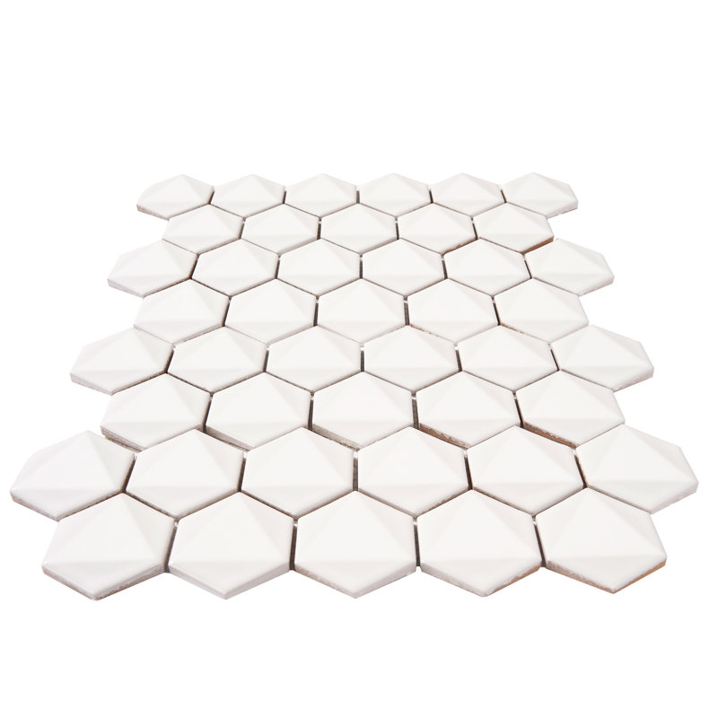 2" x 2" Porcelain Honeycomb Mosaic Wall & Floor Tile, White