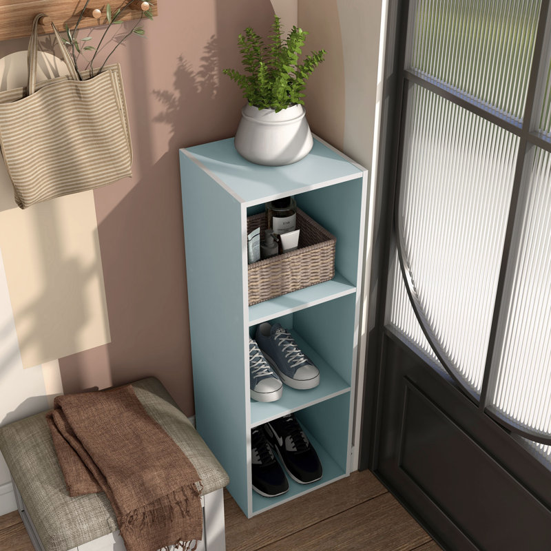 Bibliothèque de rangement modulable, 3 cubes, Bleu clair