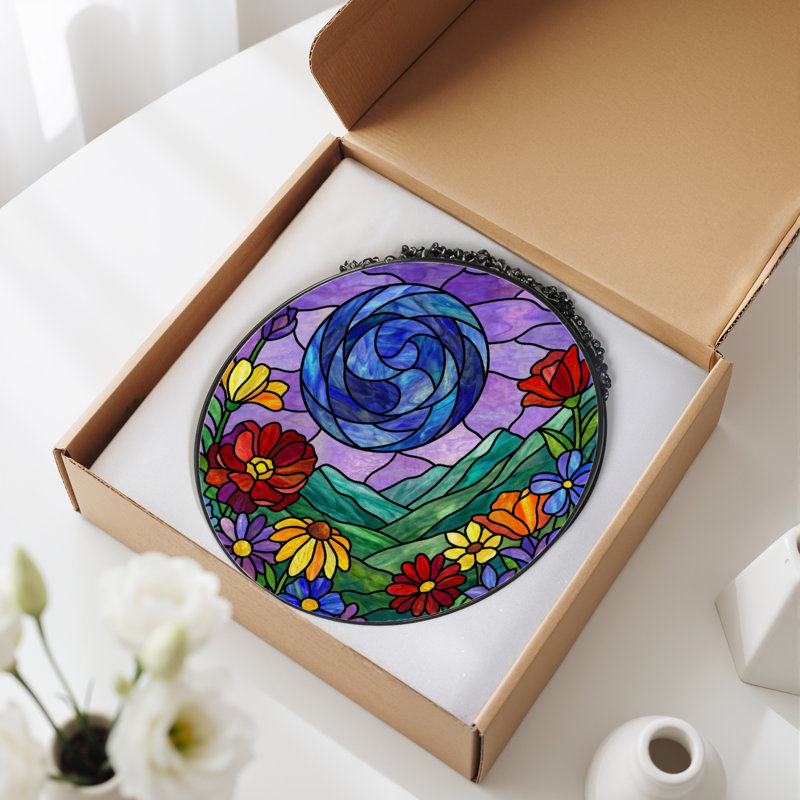 Panneau de vitrail en verre coloré 12 "H 12", H 12 po x l 12 po