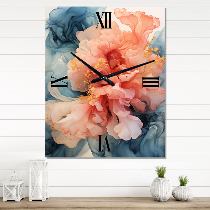 Abstraction liquide encre bleue - Très grandes horloges murales à encre liquide abstraite, H 32 po x l 16 po x P 1 po
