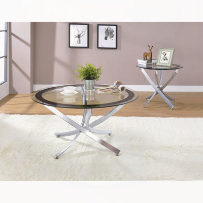 Chrome 2-piece Round Coffee and End Table Set