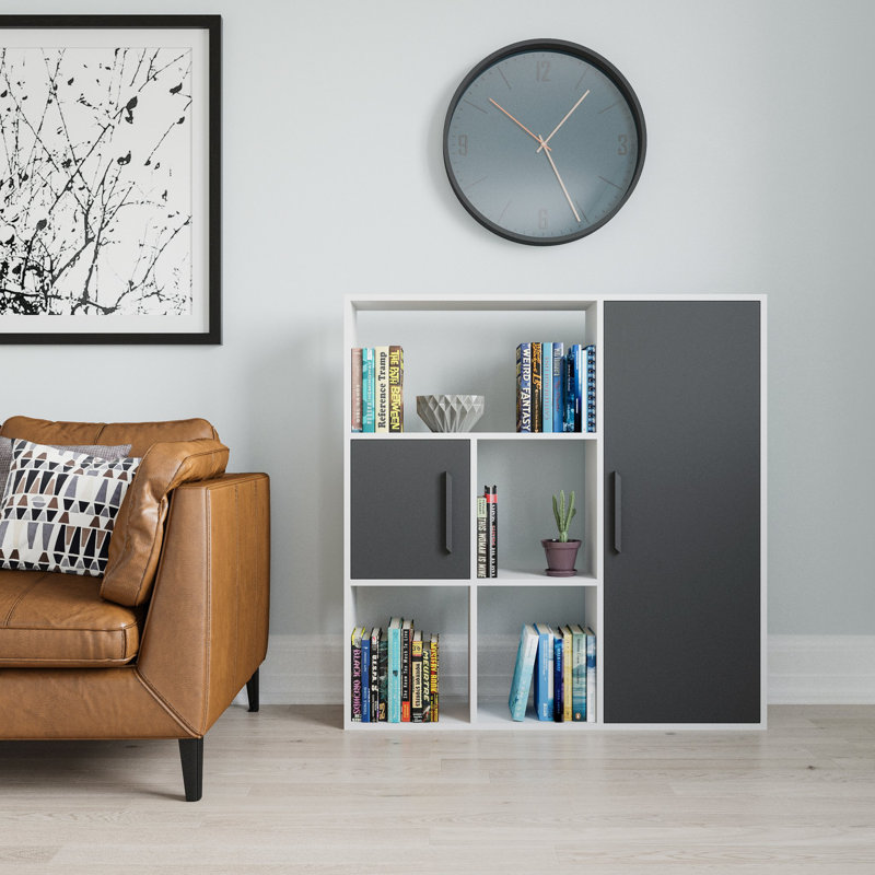 Najja 124.5cm H x 119.4cm W Standard Bookcase, White/Anthracite