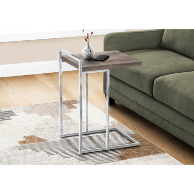 Table d'appoint pour le salon et la chambre à coucher, stratifié, structure en métal, L 16 po x l 17,88 po x H 26,5 po n'importe où -, taupe foncé