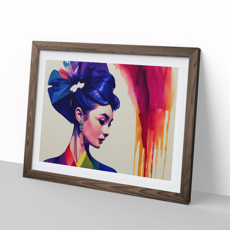 Colourful Woman - Framed Print, Walnut Framed, 34cm H x 46cm W x 2cm D