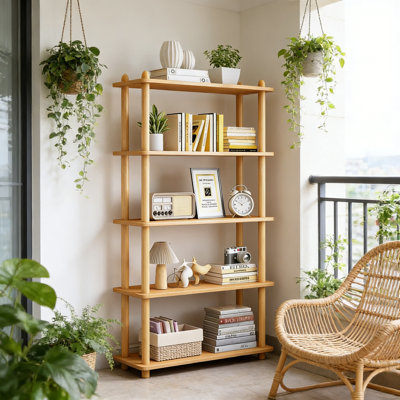 5-Tier Wooden Shelf Toilet Storage, Free Standing Storage Rack