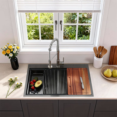 33''× 22''× 10'' Gunmetal Black Kitchen Sink