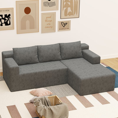 87" Modular Sectional Sofa, L-Shape Cloud Sectional Couch, Cozy Boneless Couches For Living Room (Dark Grey, Right Facing Chaise)