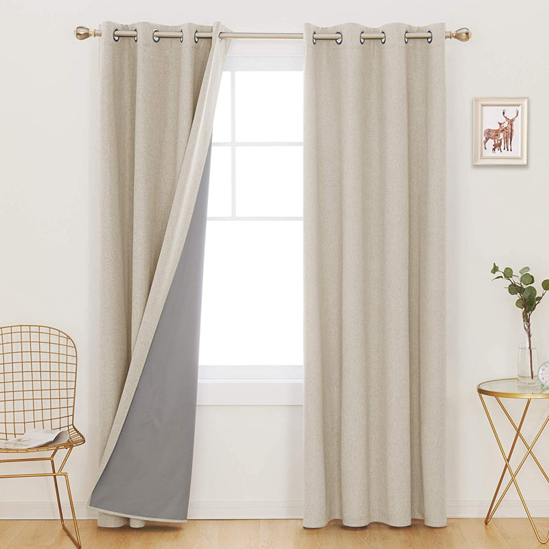 Ipswich Blackout Thermal Grommet Curtain Panels, 52" W x 84" L, Flaxen