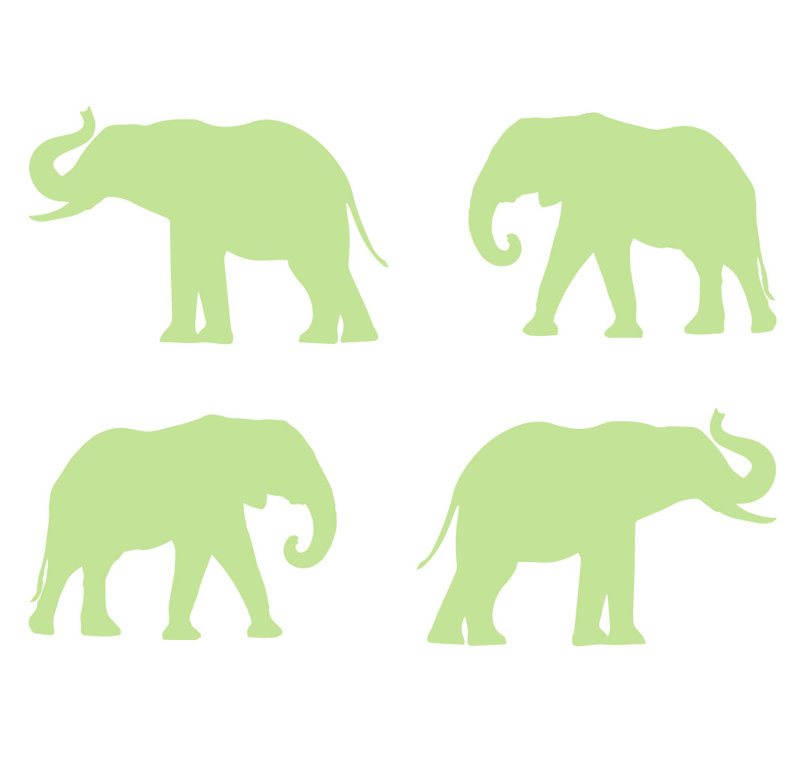 Décalcomanie murale motif éléphant, H 2,5 po x l 4 po x P 0,01 po, Tarte à la lime