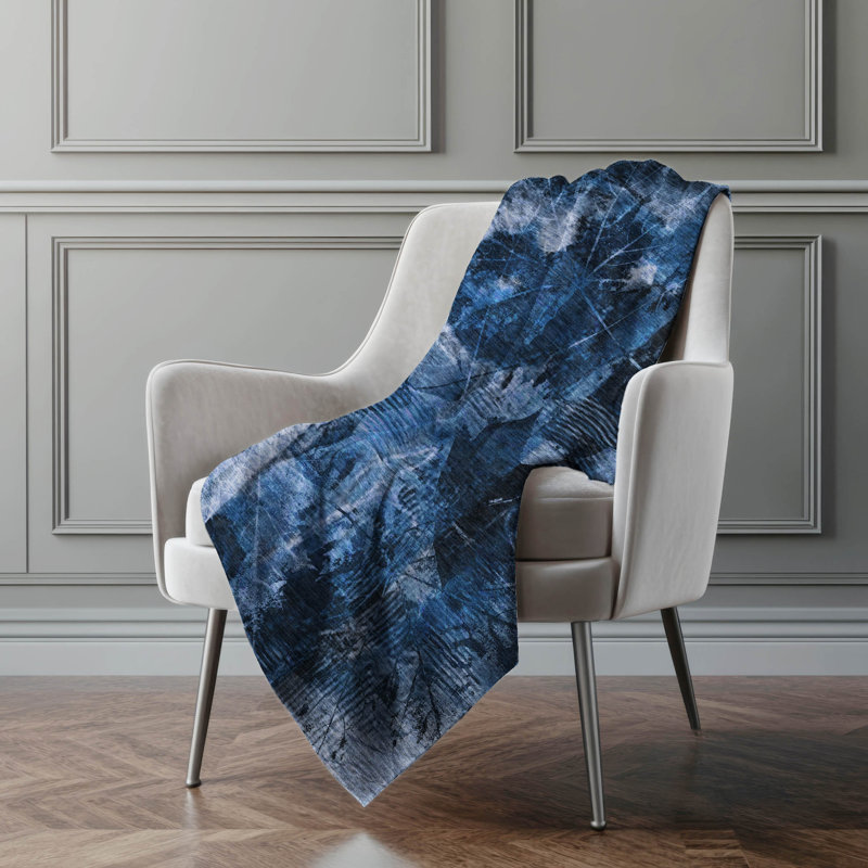 Jeté en sherpa floral Addison, Marine