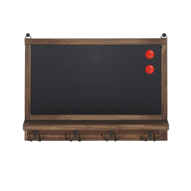 Vintage Wood Framed Chalkboard With Hooks Holder Organizer Wall Mounted Blackboard Notice Memo