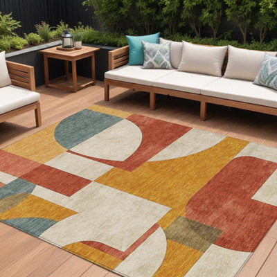 Tapis intérieur / extérieur géométrique lavable 8 pi x 10 pi