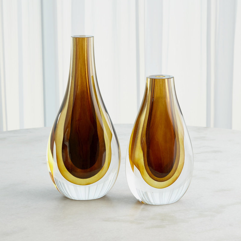 Gradient Handmade Glass Table Vase, 12" H x 6.5" W x 4.5" D