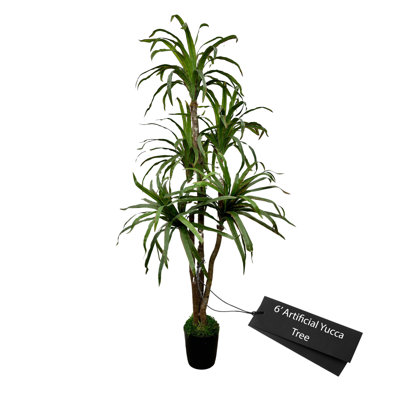 Handmade Artificial Yucca Tree with Real Wood