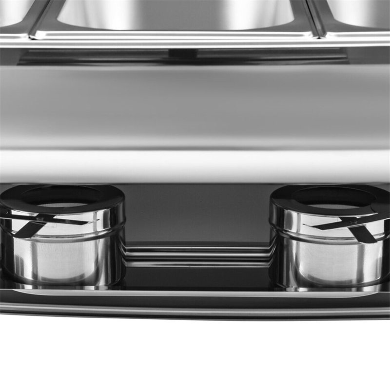 Chauffe-plat rectangulaire en acier inoxydable de 9,5 pintes pour 3 plats