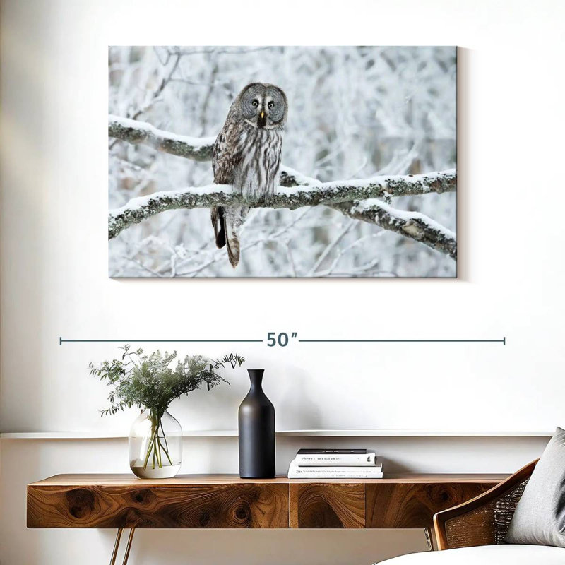 Chouette lapone grise Brampt, H 26 po x l 39 po