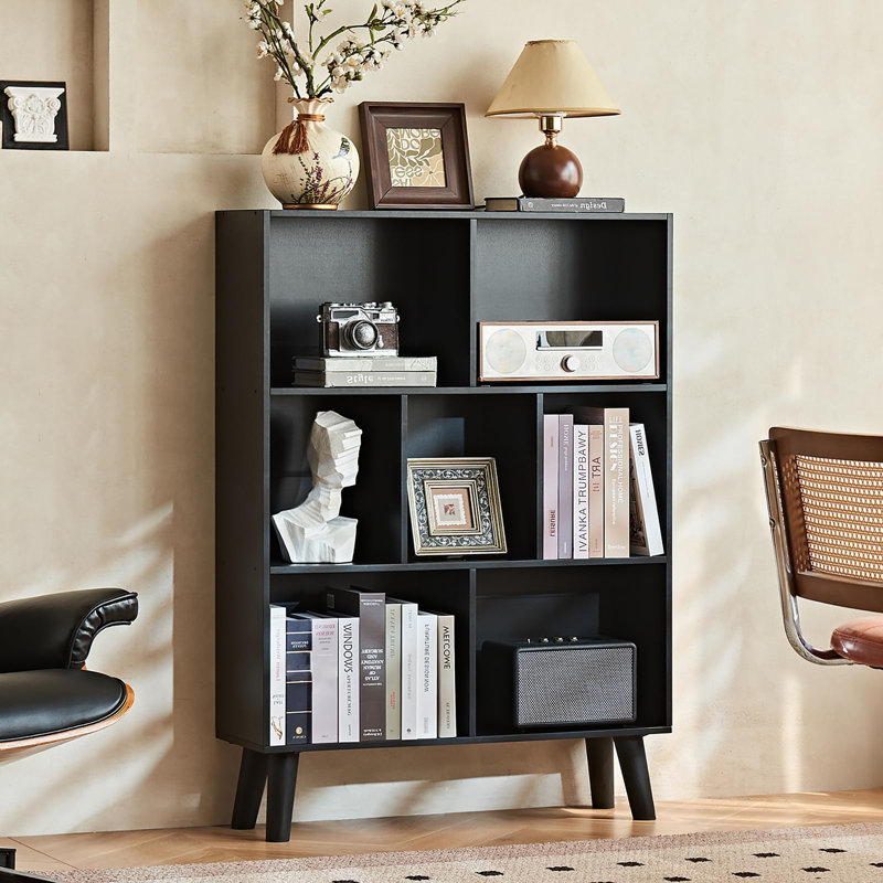 3-Tier Freestanding Open Cube Bookshelf, Black