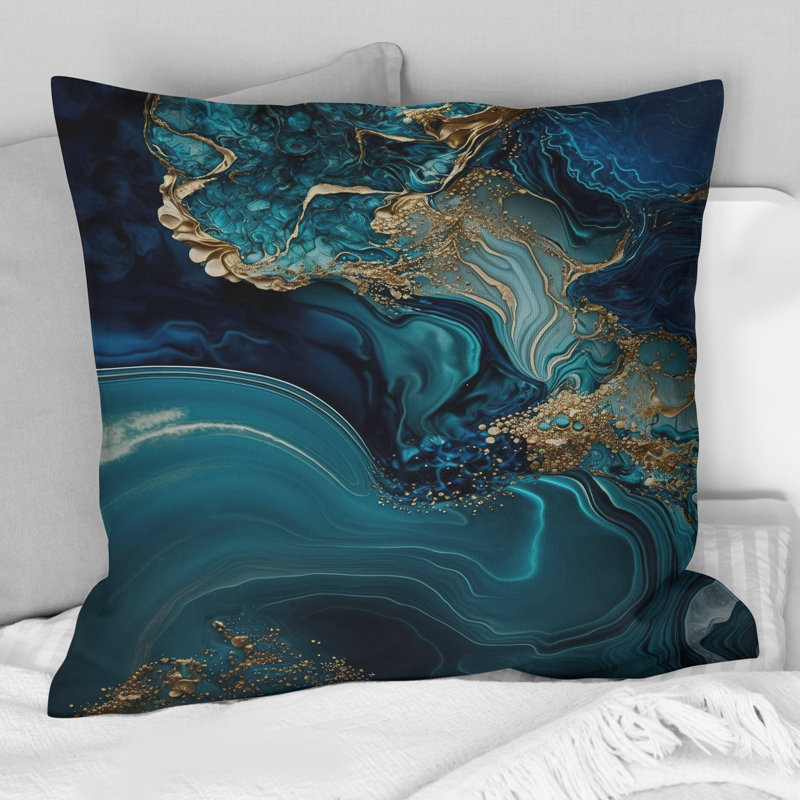 Coussin décoratif abstrait à imprimé géométrique abstrait en marbre I