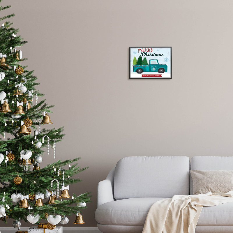 Merry Christmas Farm Fresh at-226, H 11 po x l 14 po x P 1,5 po, Giclée encadrée noir minuit