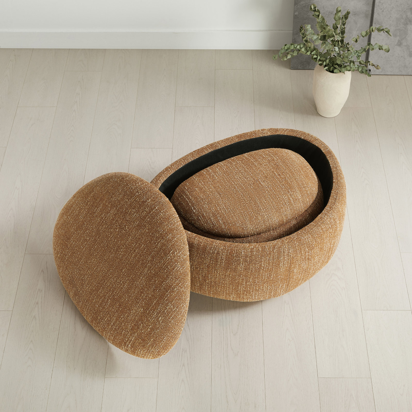 Hoya 2 - Piece Upholstered Storage Ottoman, Mellow Mustard Boucle
