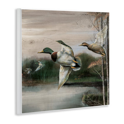 Flying Ducks in Rustic Nature Wall Plaque, design by Ruane Manning