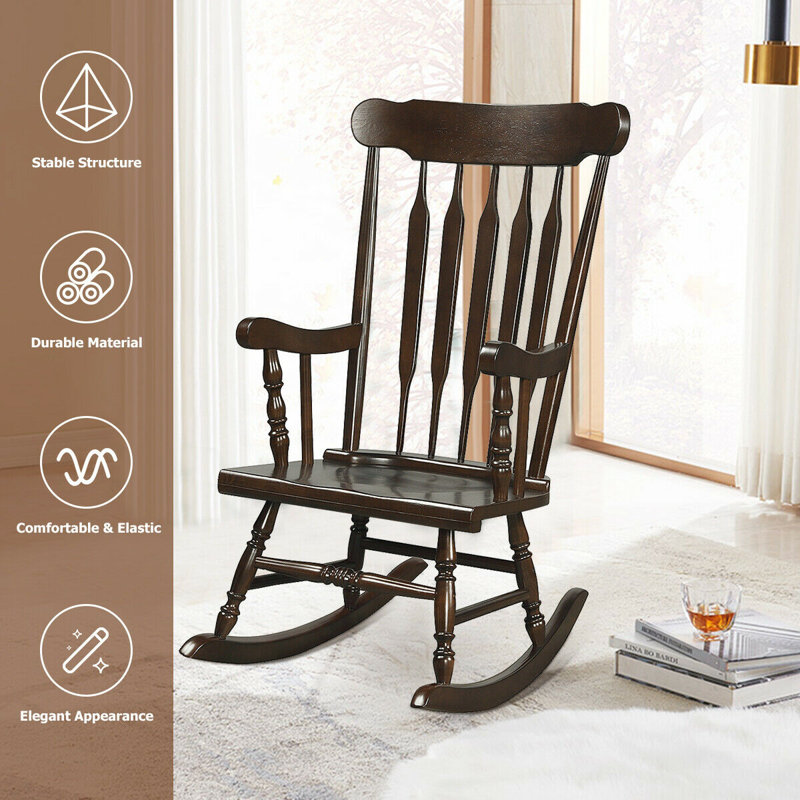 Alcott Hill® Rockhampton Solid Wood Rocking Chair & Reviews | Wayfair