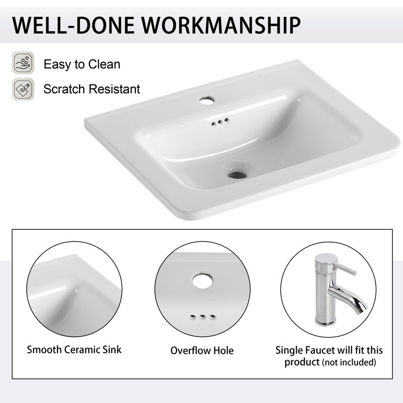 Ensemble de meuble-lavabo simple 48 po avec comptoir en céramique, 48"