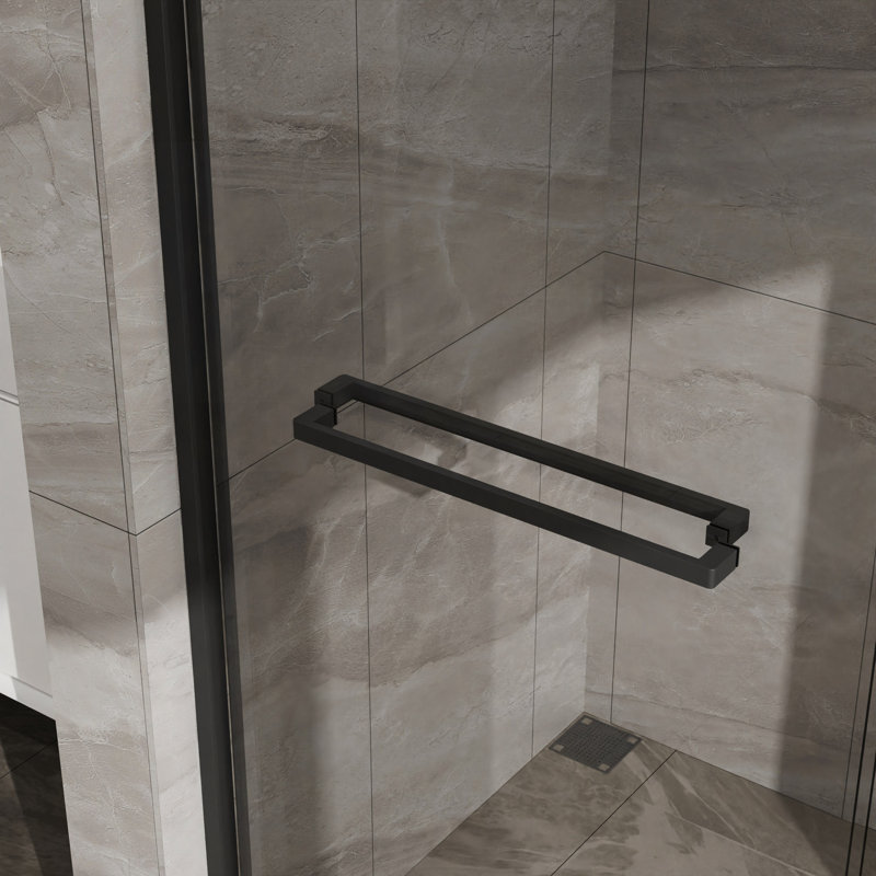Double Sliding Glass Shower Door 60" W X 72" H Aluminum Framed Shower Enclosure With SGCC Clear Tempered Glass, Stainless Steel Hardware