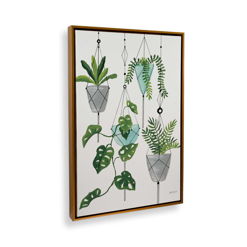 «My Boho Plants II» par Yvette St. Amant, reproduction d'art, H 32 po x l 24 po, Cadre flottant, Doré