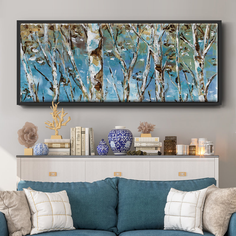 Winter Birch- Framed Canvas, 8" H x 20" W