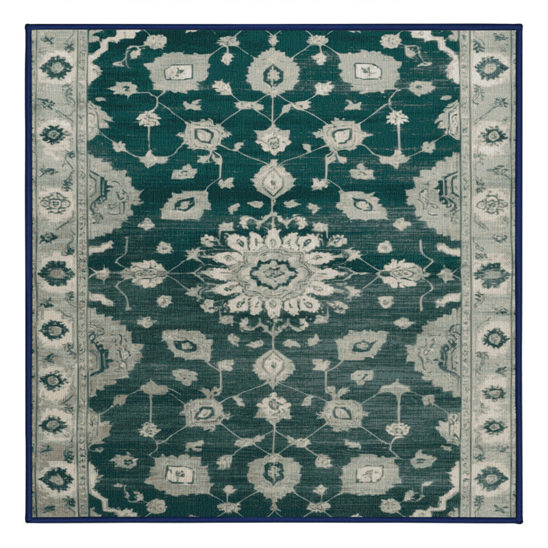 Tapis bleu lavé à la machine, Carré 3 pi