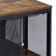 Table basse rectangulaire en chêne massif et finition noir mat, bois massif, quatre portes coulissantes en filet